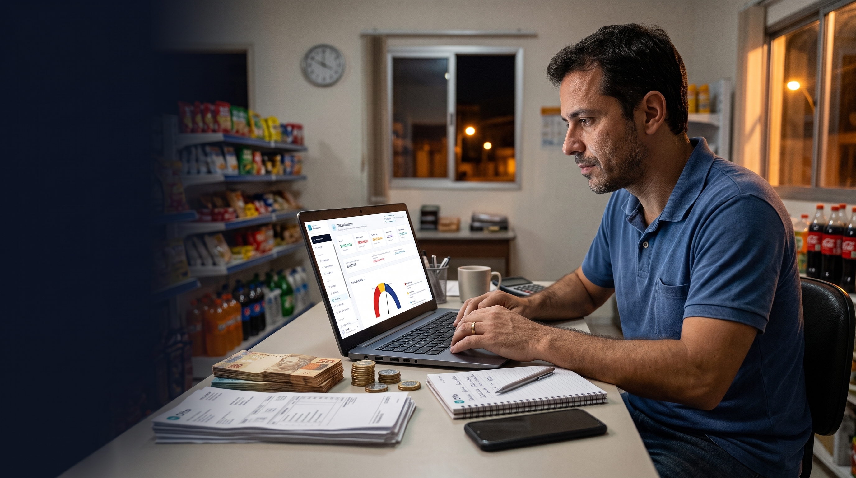 Dono de negócio analisando os resultados da empresa